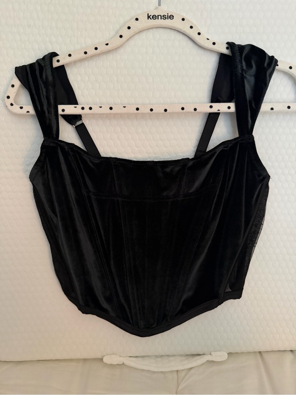 Victoria's Secret Black Velvet Corset-Style Bra Top